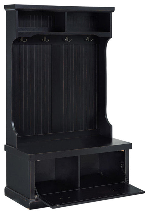 Seaside Hall Tree, Distressed Black Finish, Distressed Black Finish