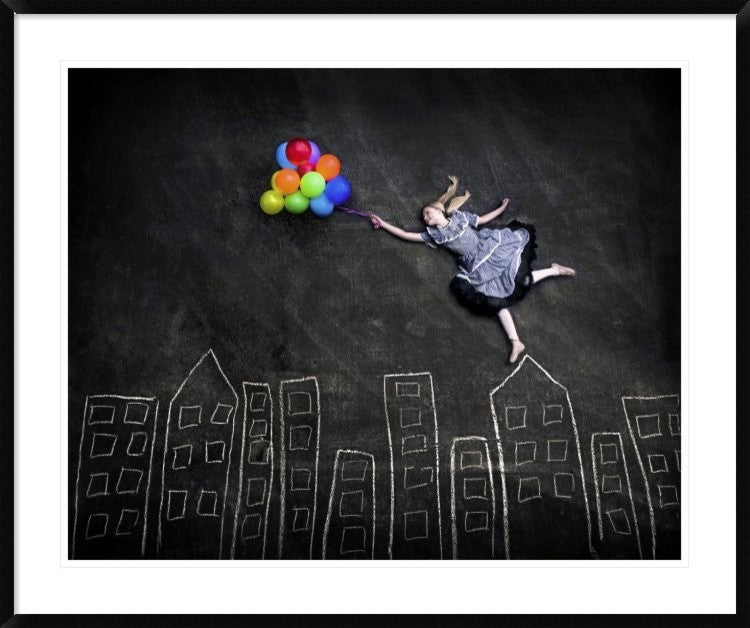 "Flying On The Rooftops" Framed Digital Print by Nj Sabs, 43x36"