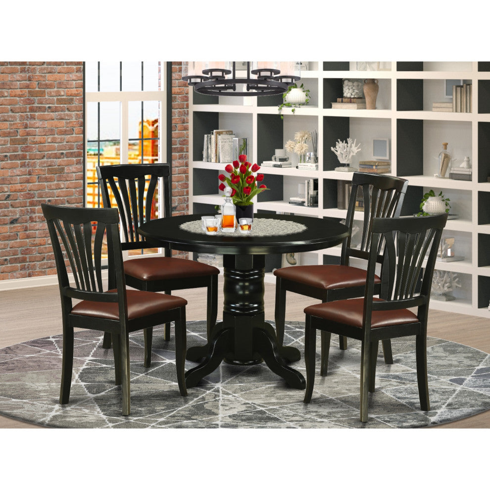 Shav5-Blk-Lc 5-Piece Dinette Set Dinette Table And 4 Dining Chairs