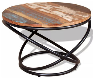 vidaXL Coffee Table Round End Table Accent Sofa Table Solid Wood Reclaimed