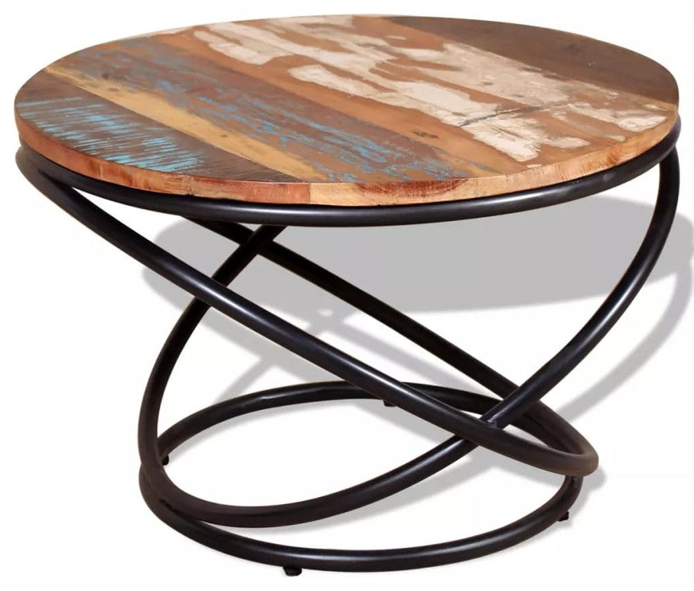 vidaXL Coffee Table Round End Table Accent Sofa Table Solid Wood Reclaimed