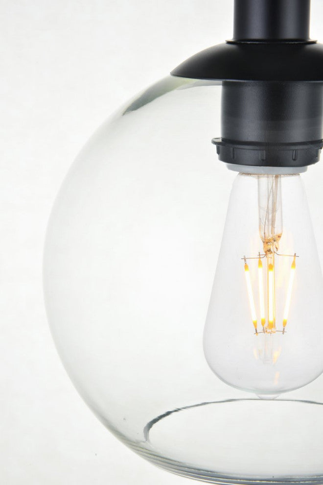 Midcentury Modern Black And Clear 1-Light <br>Flush Mount