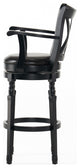 Similan Contemporary Bonded Leather Swivel Barstool, Black