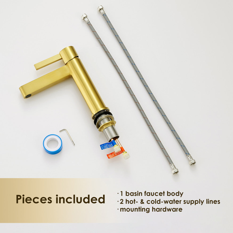 Stila Single Hole Single-Handle Bathroom Faucet, Brushed Gold