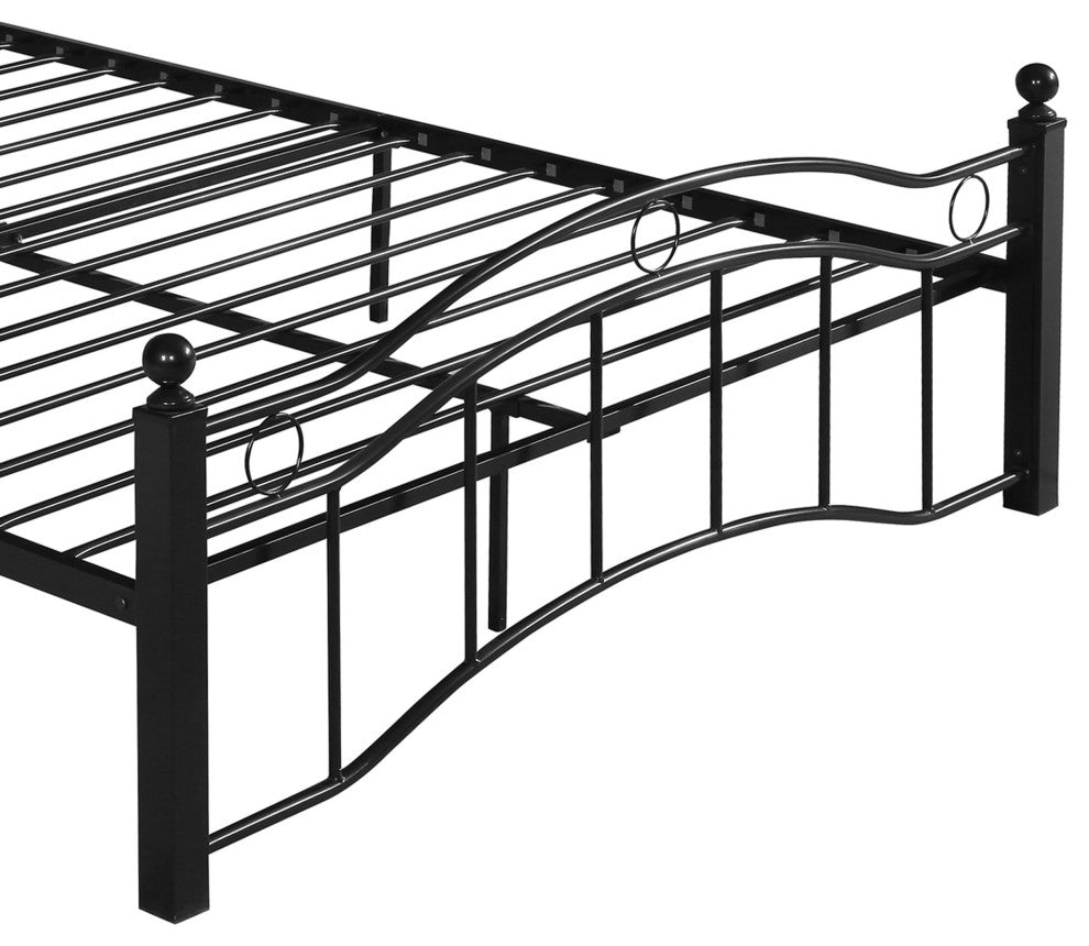 Hallie Contemporary Iron King Bed Frame, Flat Black