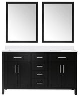 Tahoe Double Vanity Set With Mirrors, 60", Espresso With Cultured Marble Top
