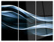 "Fractal Lines Blue in Black" Digital Metal Wall Art, 3 Panels, 36"x28"