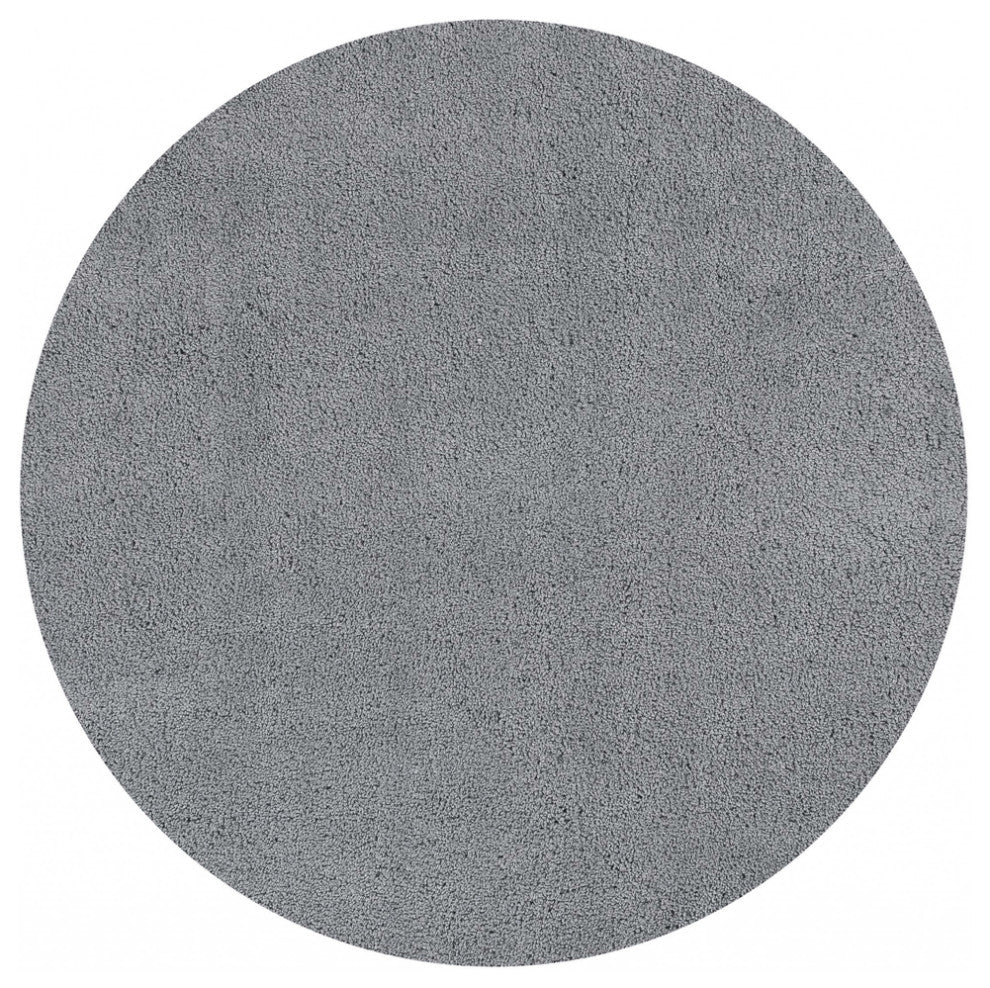 8' Round  Polyester Grey Area Rug
