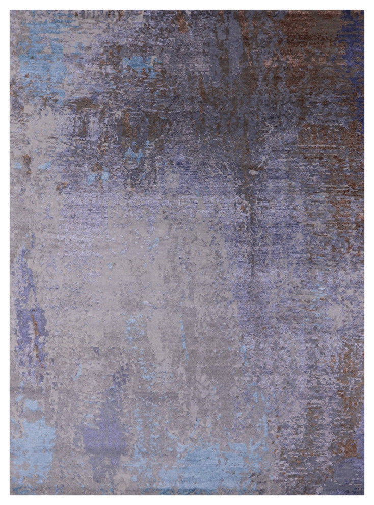 9' 0" X 12' 2" Hand Knotted Wool and Silk Modern Rug Q7239