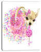 Sweet Pink Dog without Glasses, Animal Canvas Wall Art, 12"x20"