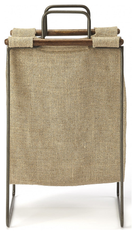 Hanging Burlap and Iron Magazine Rack