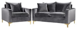 Home Square 2-Piece Furniture Set with Velvet Accent Chair and Loveseat in Gray