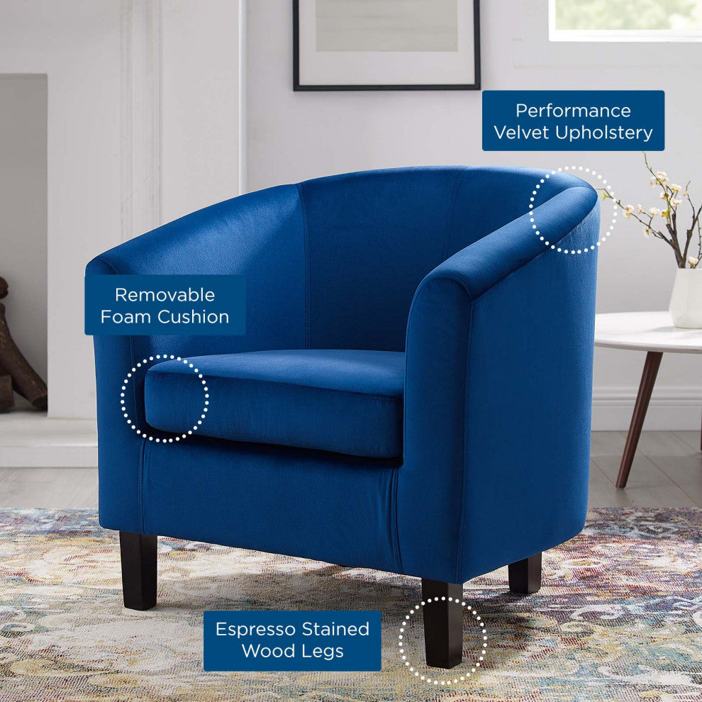 Armchair Accent Chair, Velvet, Blue Navy, Modern, Living Lounge Hospitality