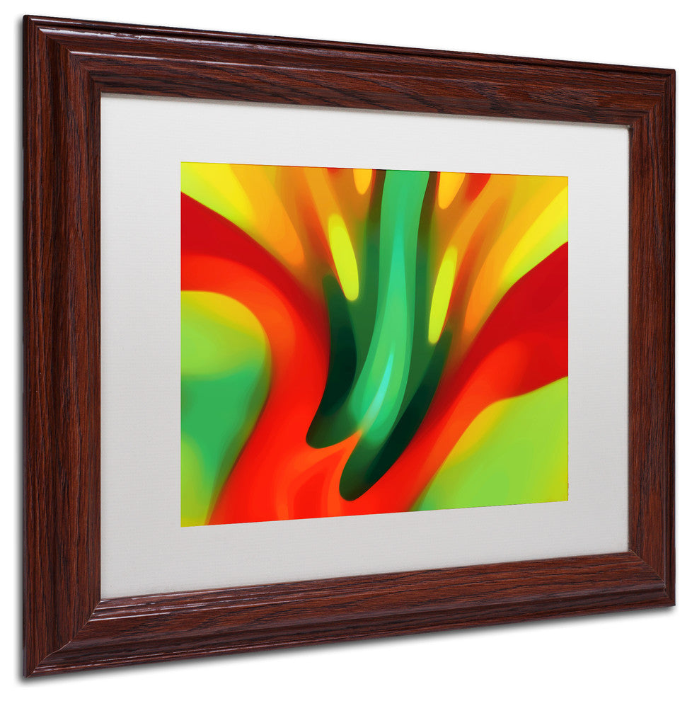 'Red Lily' Matted Framed Art, Wood Frame, White Matte, 14x11