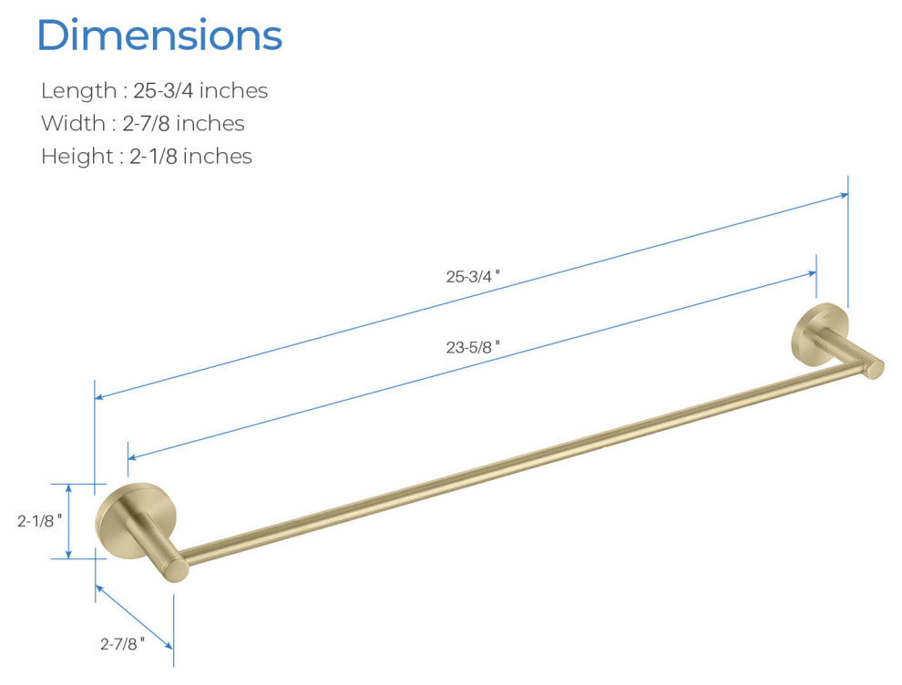 Circular 24" Bathroom Towel Bar KBA1404, Brush Gold