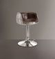 Comfy Adjustable Stool With Swivel, Vintage Brown & Silver