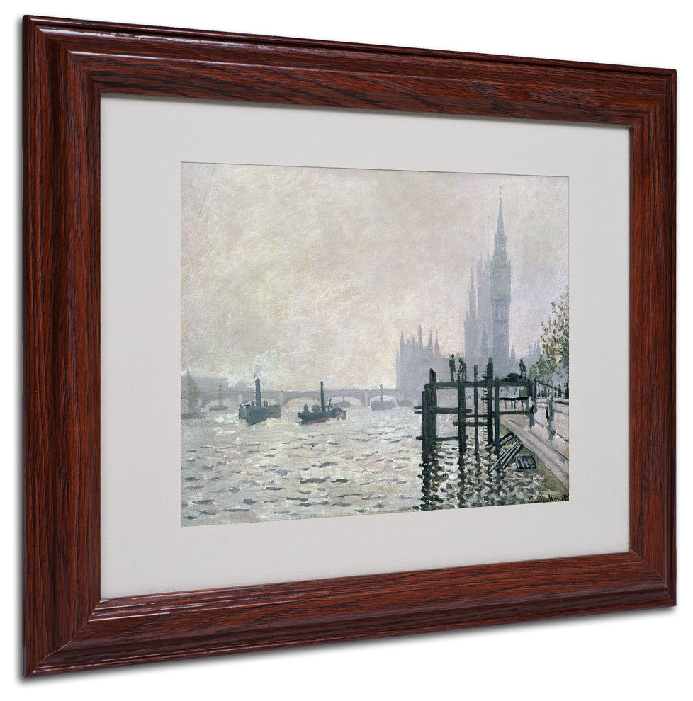 'The Thames Below Westminster' Matted Framed Canvas Art by Claude Monet