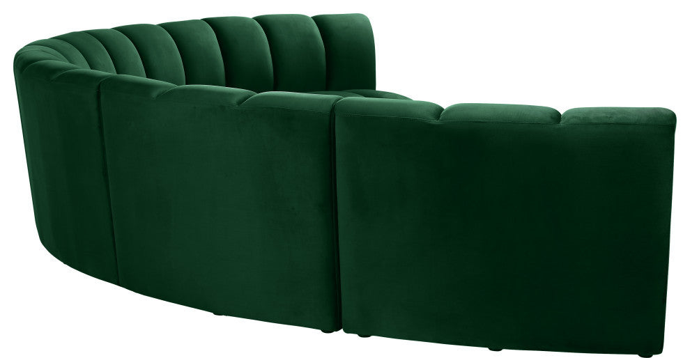 Infinity Channel Tufted Velvet Modular Chair, Green, 6 Piece