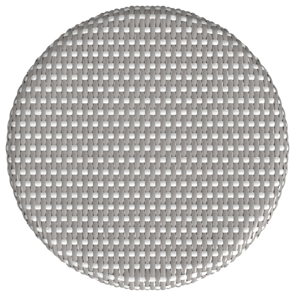 Tobias Rattan Round 18" Accent Stool, Gray and White