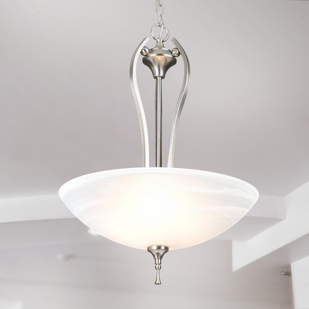 3-Lights Pendant Lighting, Satin Nickel Finish