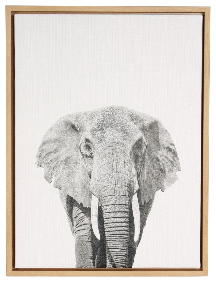 Sylvie Elephant Natural Framed Canvas Wall Art by Simon Te Tai