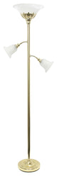 Elegant Designs 3 Light Floor Lamp With Scalloped Glass Shades, Gold