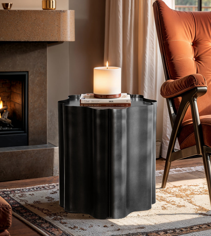 Eloise Iron End / Side Table, Black, Iron, End Table