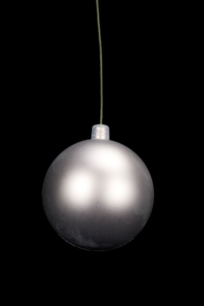 80Mm 3" Matte Silver Ball Ornament With Wire And Uv Coating