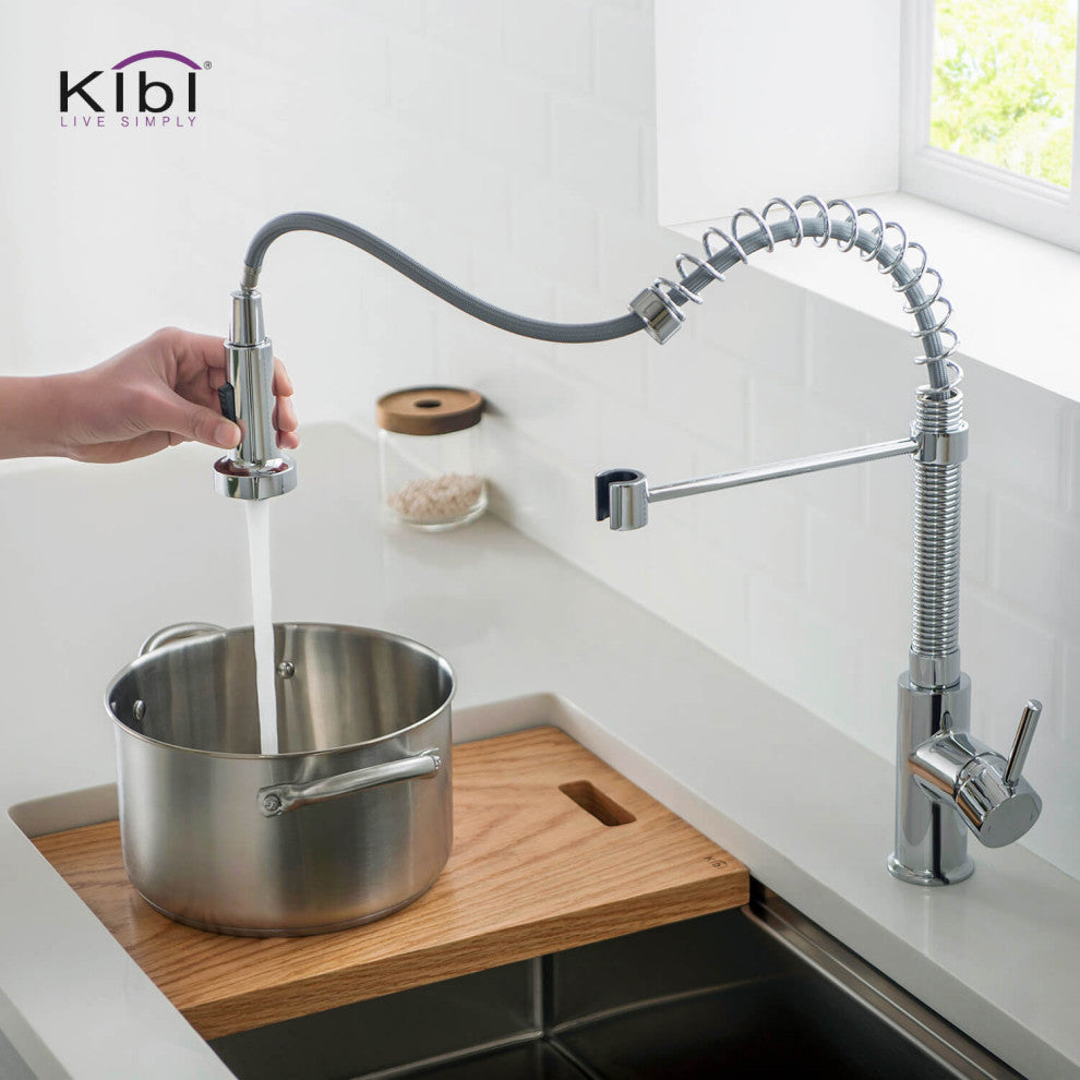 Aurora Single Handle Pull Down Kitchen Faucet, Chrome, W/O Soap Dispenser