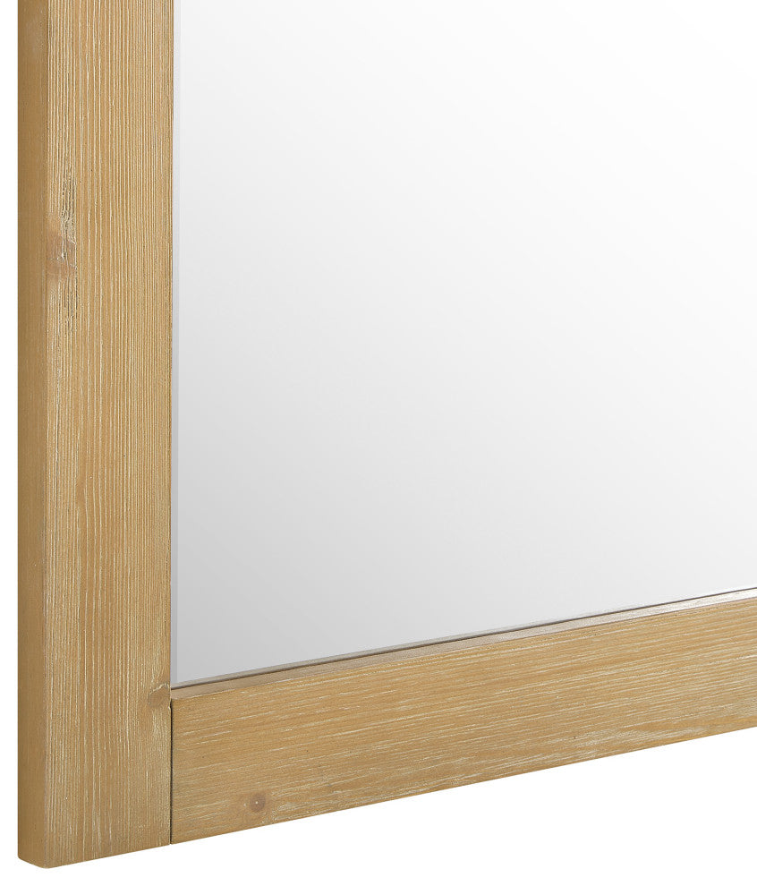 Ivy Rectangular Bathroom Wood Framed Wall Mirror, Light Brown, 24"