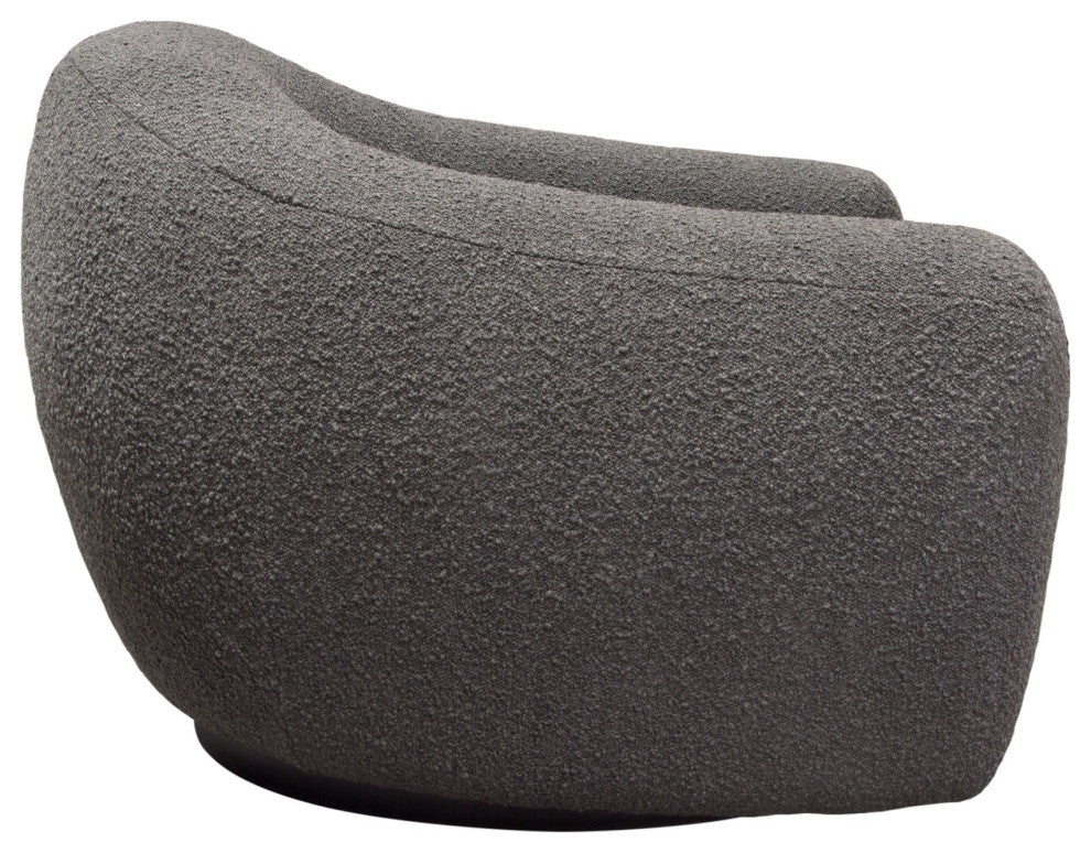 Pascal Swivel Chair With Boucle Textured Fabric, Charcoal