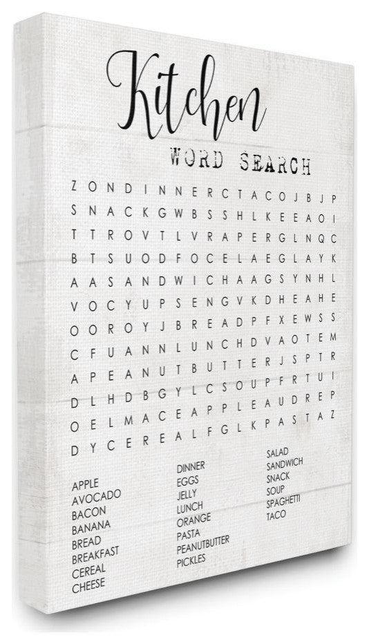 Stupell Industries Kitchen Word Search Family Word Design, 30"x40" , Canvas