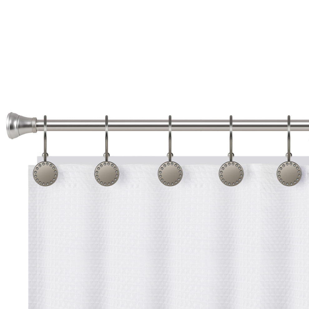Utopia Alley Shower Hooks - Double Shower Curtain Rings for Bathroom, Set of 12, Brushed Nickel