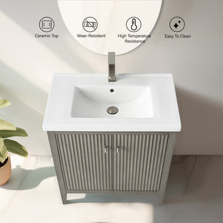 Vanity Art Freestanding Vanity, Driftwood Gray, 30", Single Sink, Brushed Nickel