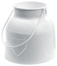 11" Powder Iron Candleholder Lantern With Die Cut Hearts, White