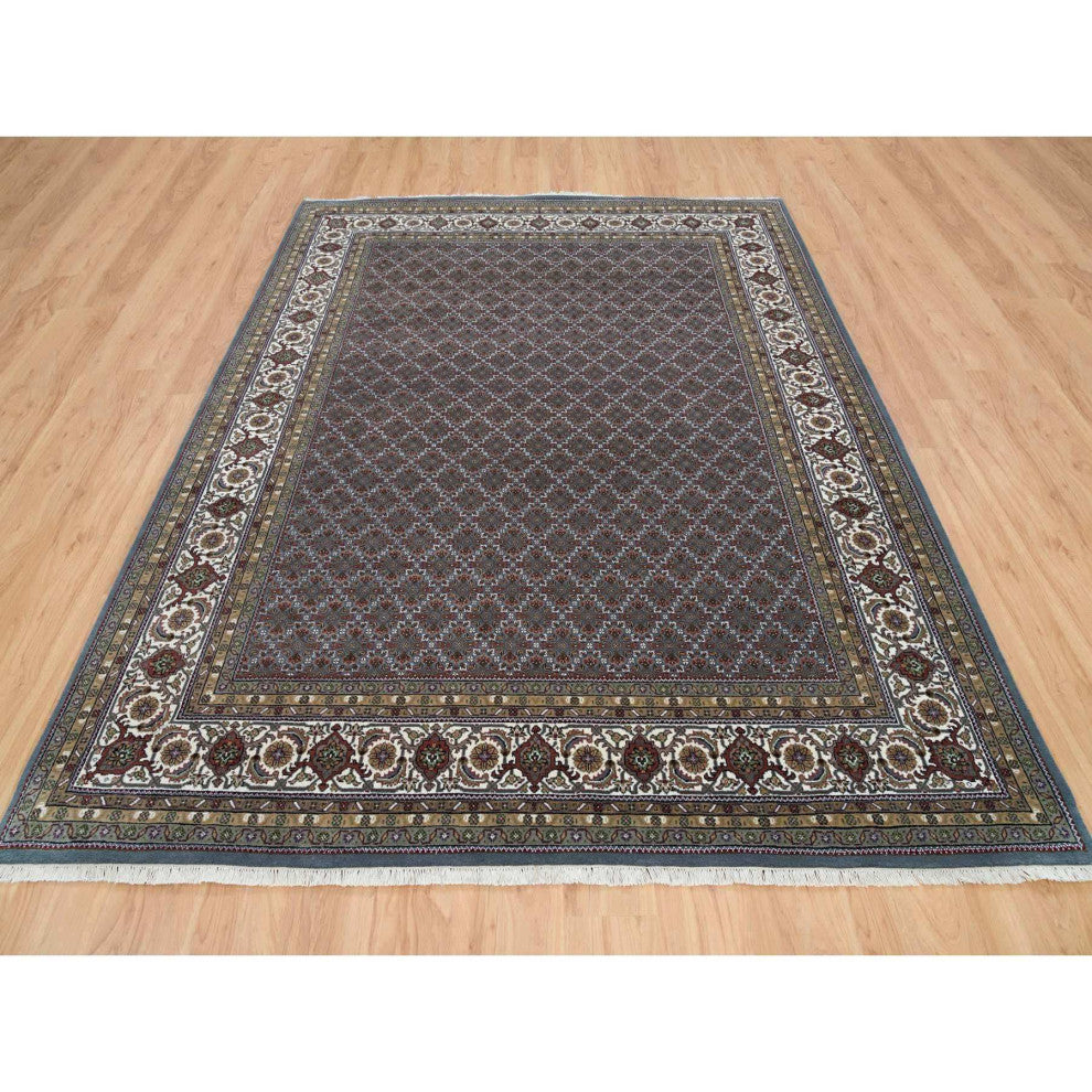 Black Coral Gray 175 KPSI Herrita Design Pure Wool Hand Knotted Rug 8'1"x10'