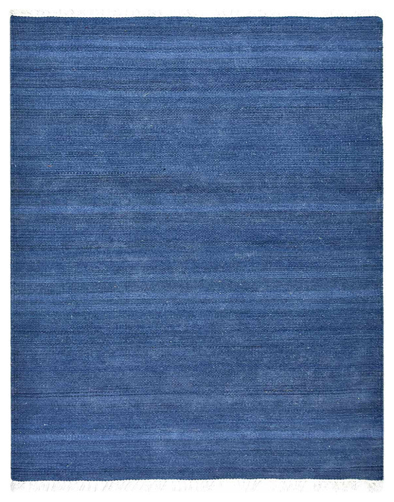 HAND WOVEN FLAT WEAVE KILIM WOOL ECO-FRIENDLY AREA RUGS, Rectangle, Blue, Solid, Blue, [Rectangle] 10'x13'