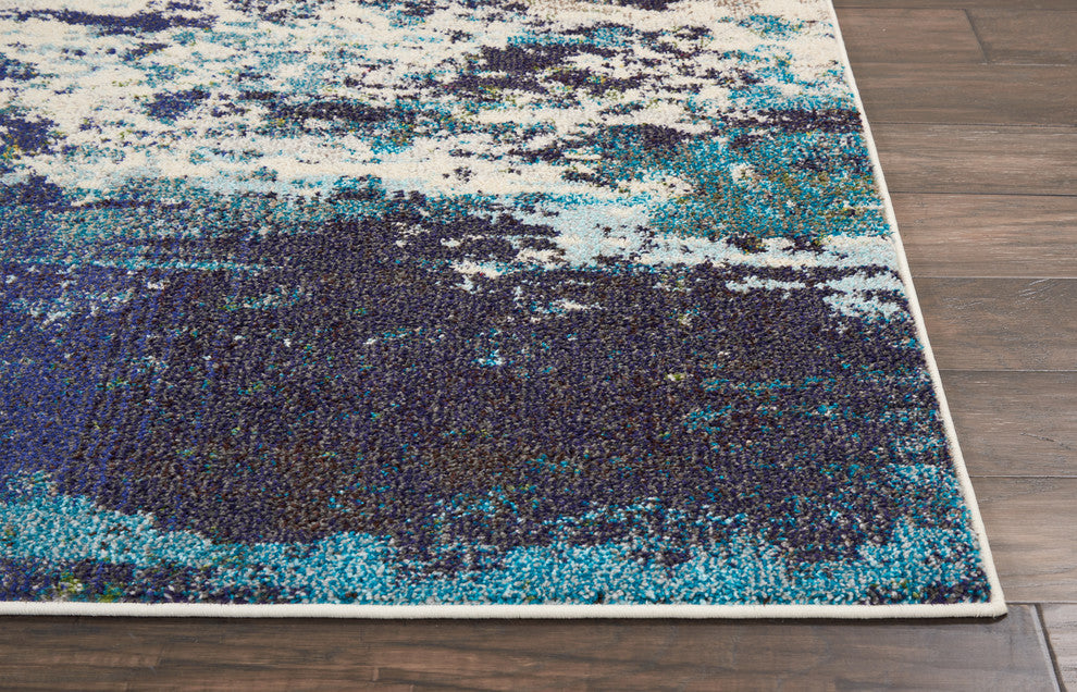Nourison Celestial 9' x 12' Ivory/Teal Blue Modern Indoor Area Rug