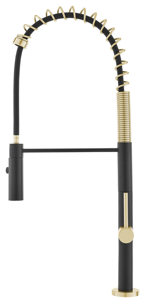 Chalet Single Handle, Pull-Down Kitchen Faucet, Brushed Gold/Black