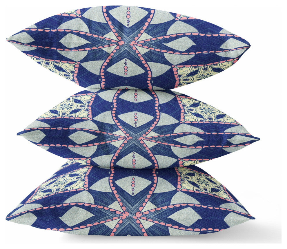 16" Indigo Pink Cosmic Circle Boho Suede Throw Pillow