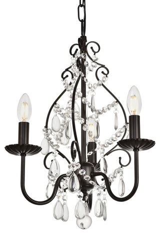 Elegant Lighting LD5003D15 Blaise 3 Light 15" Crystal Chandelier - Oil Rubbed