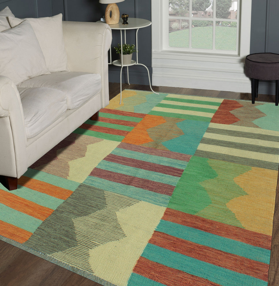 Winchester Kilim Bismarck Purple/Beige Rug, 5'0x6'8