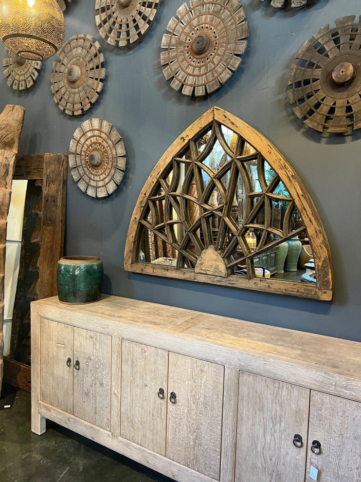 Antique Wood Transom Mirror