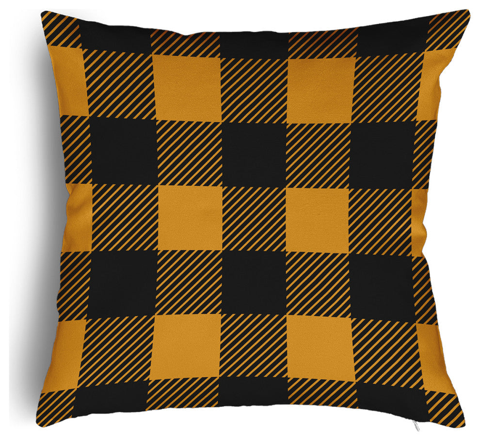Buffalo Plaid Accent Pillow With Removable Insert, Yellow, 26"x26"