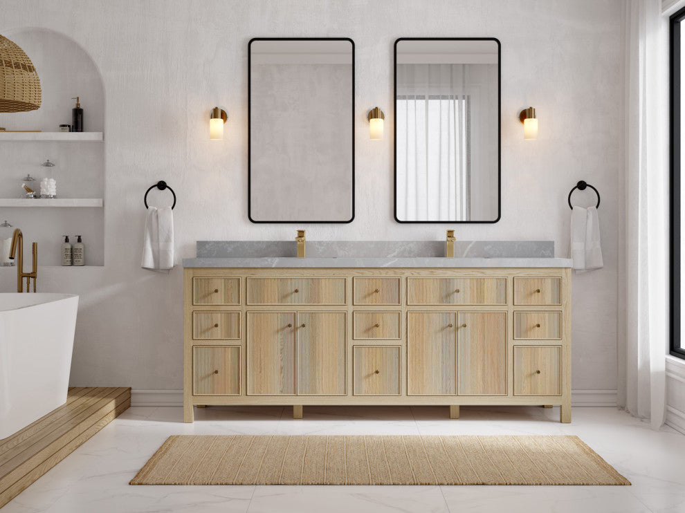 Sonoma Oak 84 Double Sink Bath Vanity with 2" Empira White Quartz