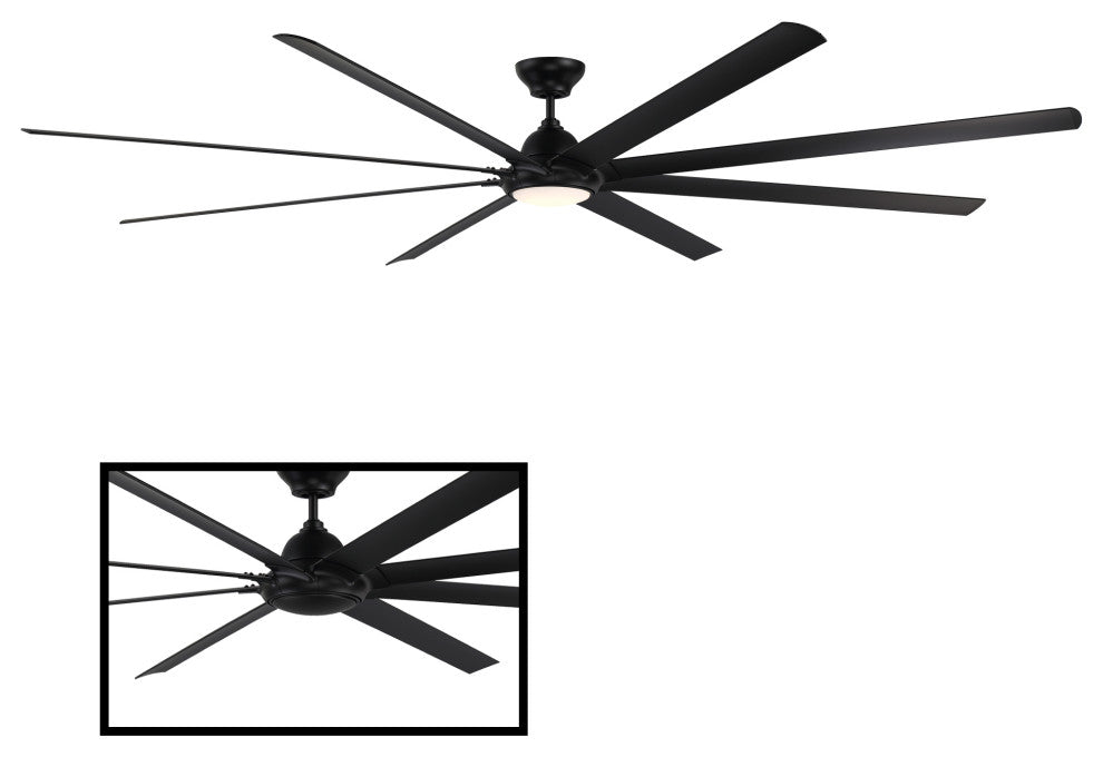 Hydra 120" Indoor/Outdoor 8-Blade Smart Ceiling Fan, Matte Black, 3500K Light