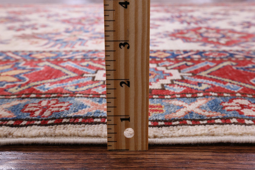 Hand Knotted Super Kazak Geometric Wool Rug 4' 10" X 6' 7" Q10618