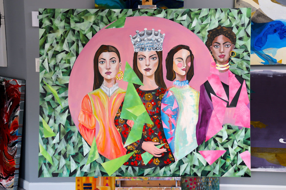 women figurative art, female portrait painting, surrealism, illustration artwork