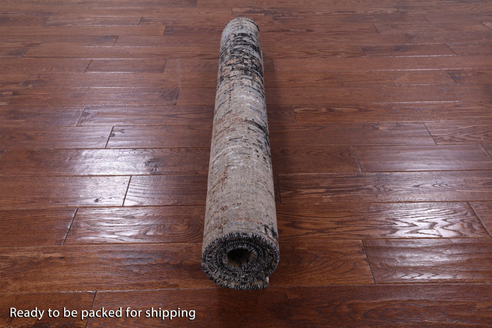 4' 1" X 6' 2" Wool and Silk Handmade Abstract Rug Q8895