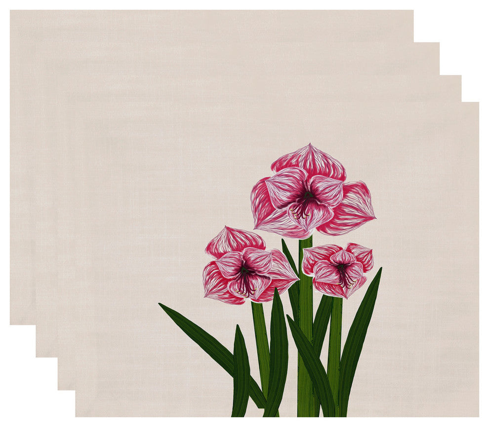 Amaryllis, Floral Print Placemat, Pink (Set of 4), 18 x 14"